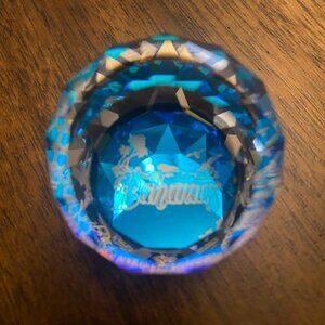 Vintage Blue faceted crystal paperweight from Bahamas